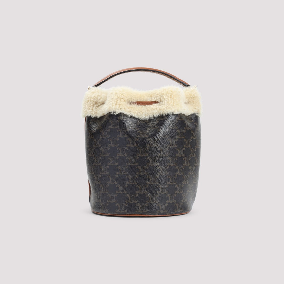 Celine Tan Brown Cotton Clara Bucket Bag