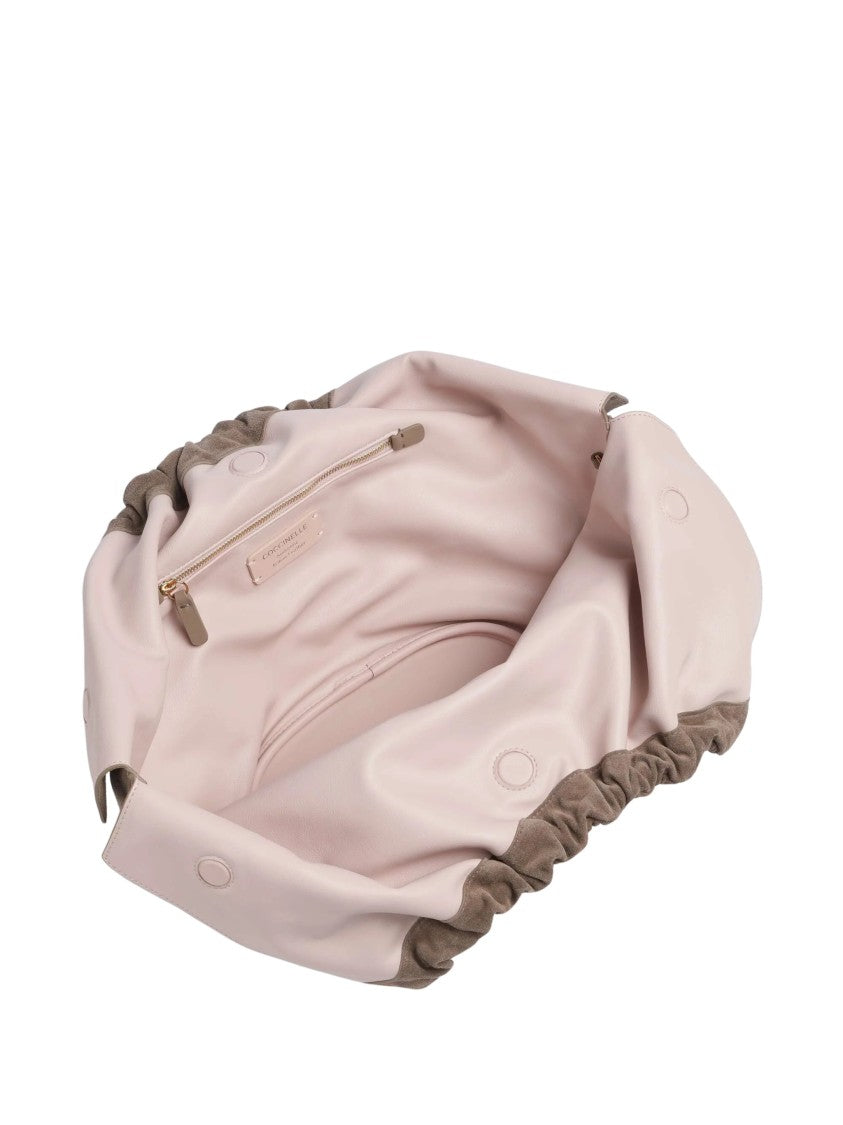 Coccinelle Suede Medium Handbag With Gold Metal Accents