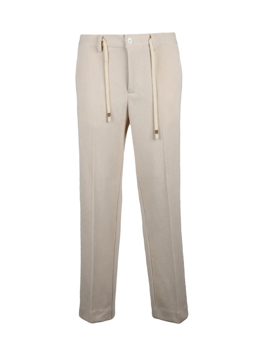Daniele Alessandrini Tailored Trousers With Ribbed Texture And Drawstring Details