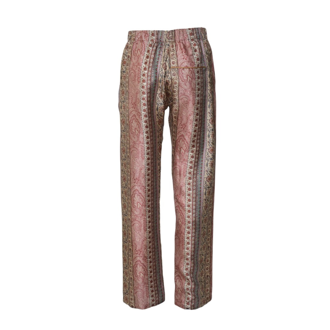 Etro Red Silk Straight Trousers With Print