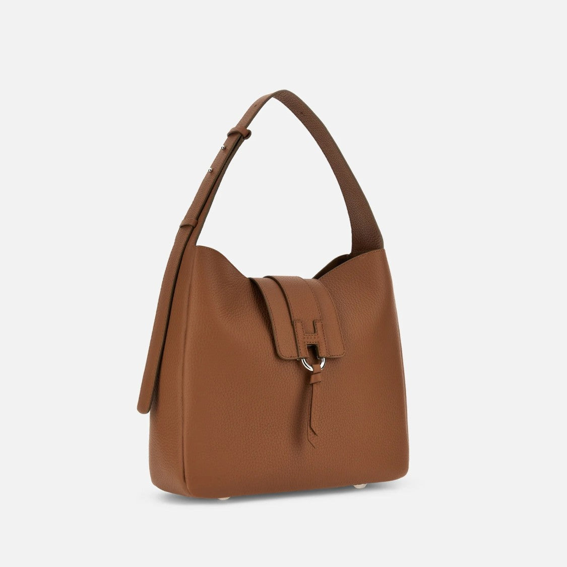Hogan Brown H01x Hobo Verticale Leather Hobo Bag