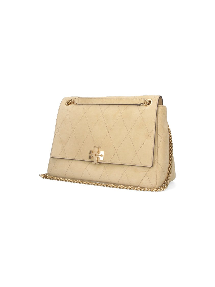 Tory Burch Quilted Handbag With Metallic Logo Clasp