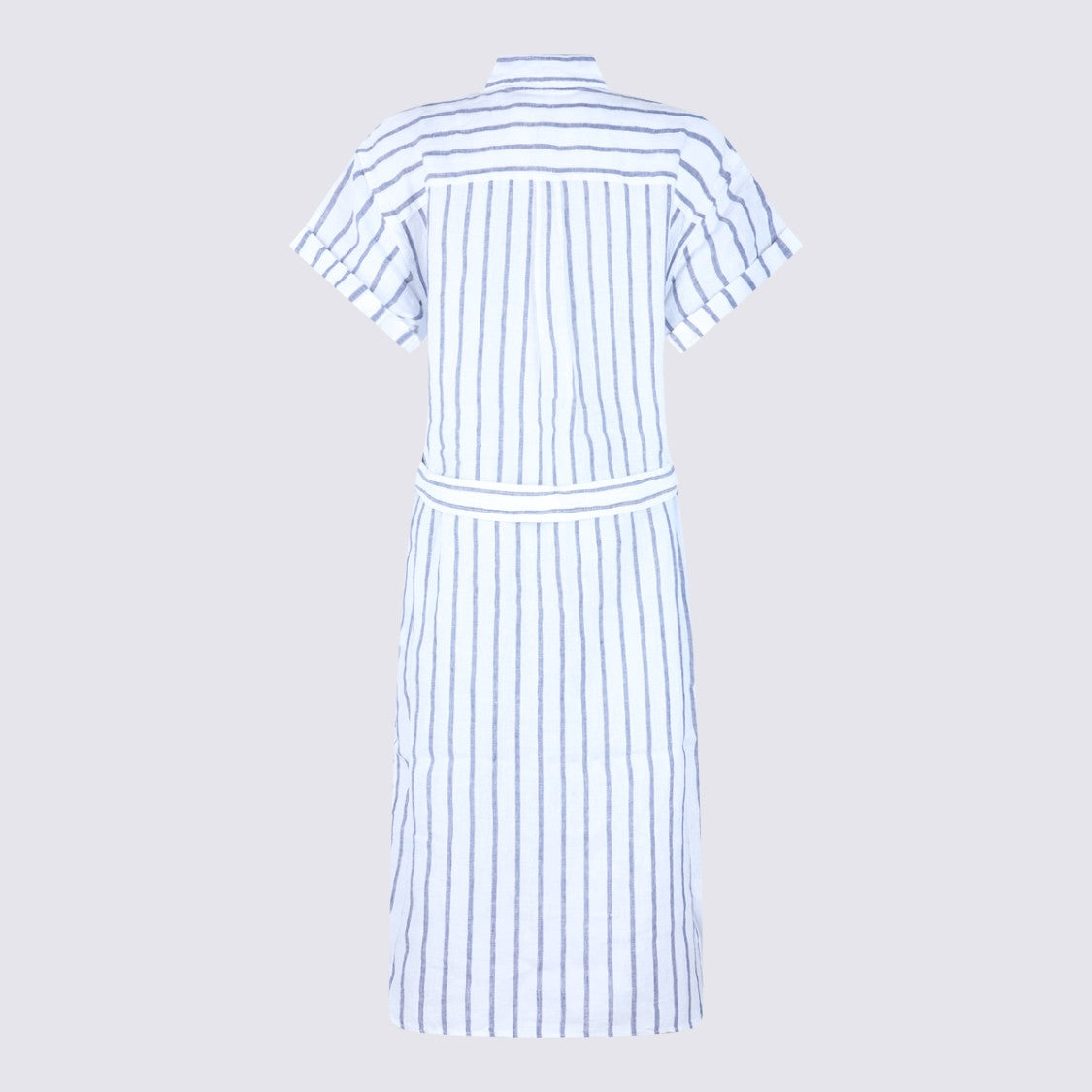 Polo Ralph Lauren Shirt Midi Dress With Vertical Stripes And Embroidered Logo