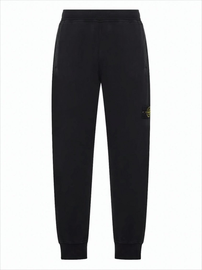 Stone Island Tapered Black Jogger Pants With Ribbed Cuffs