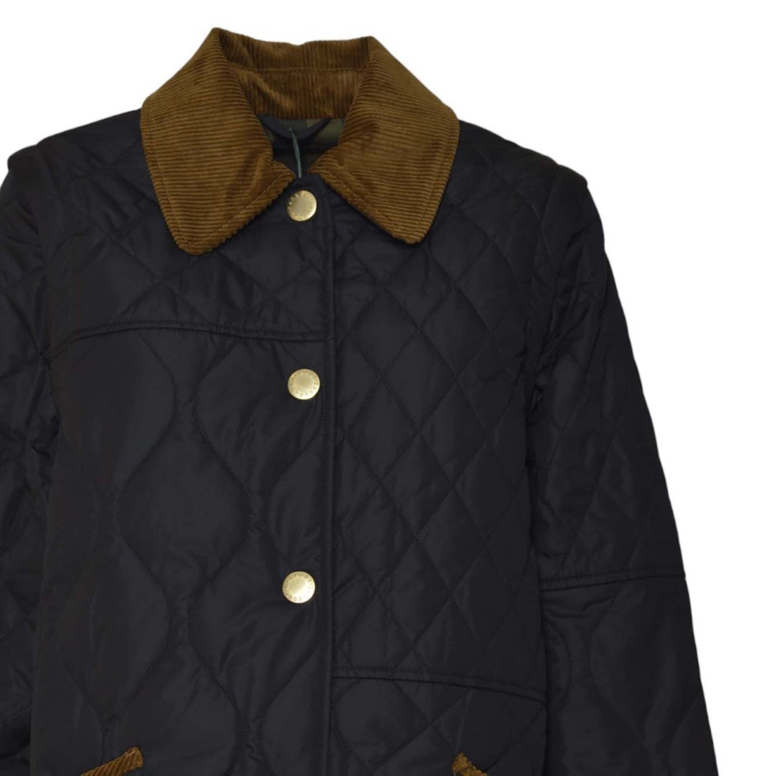 Barbour Quilted Jacket With Diamond Pattern And Corduroy Accents