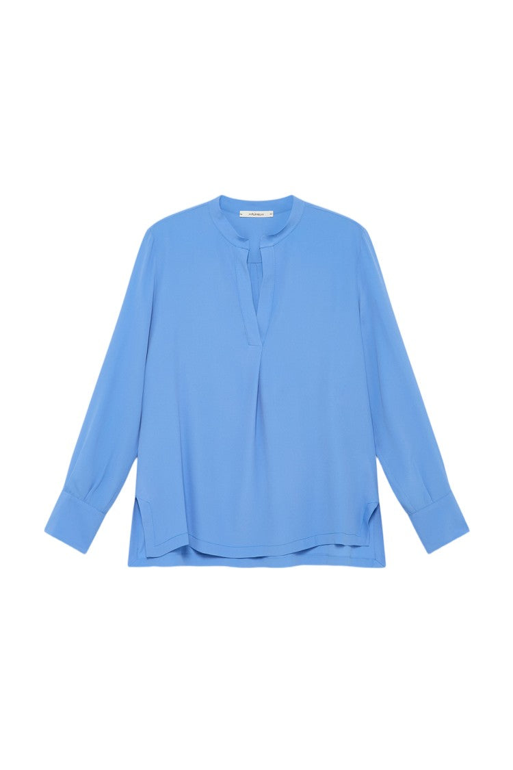 Maliparmi Silk-Blend Crêpe De Chine Caftan Collar Blouse