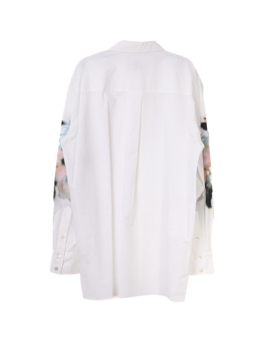 Paul Smith Classic White Shirt With Floral Print Sleeves