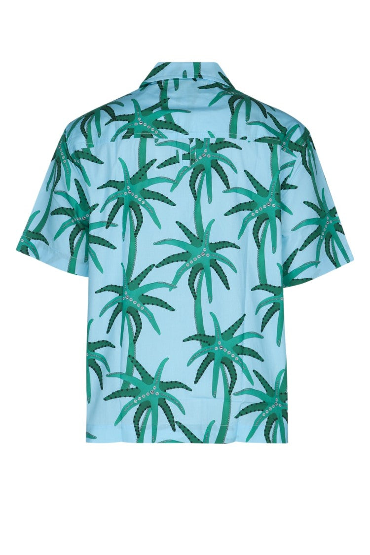 Jacquemus Tropical Print Short-Sleeve Shirt With Button-Down Front