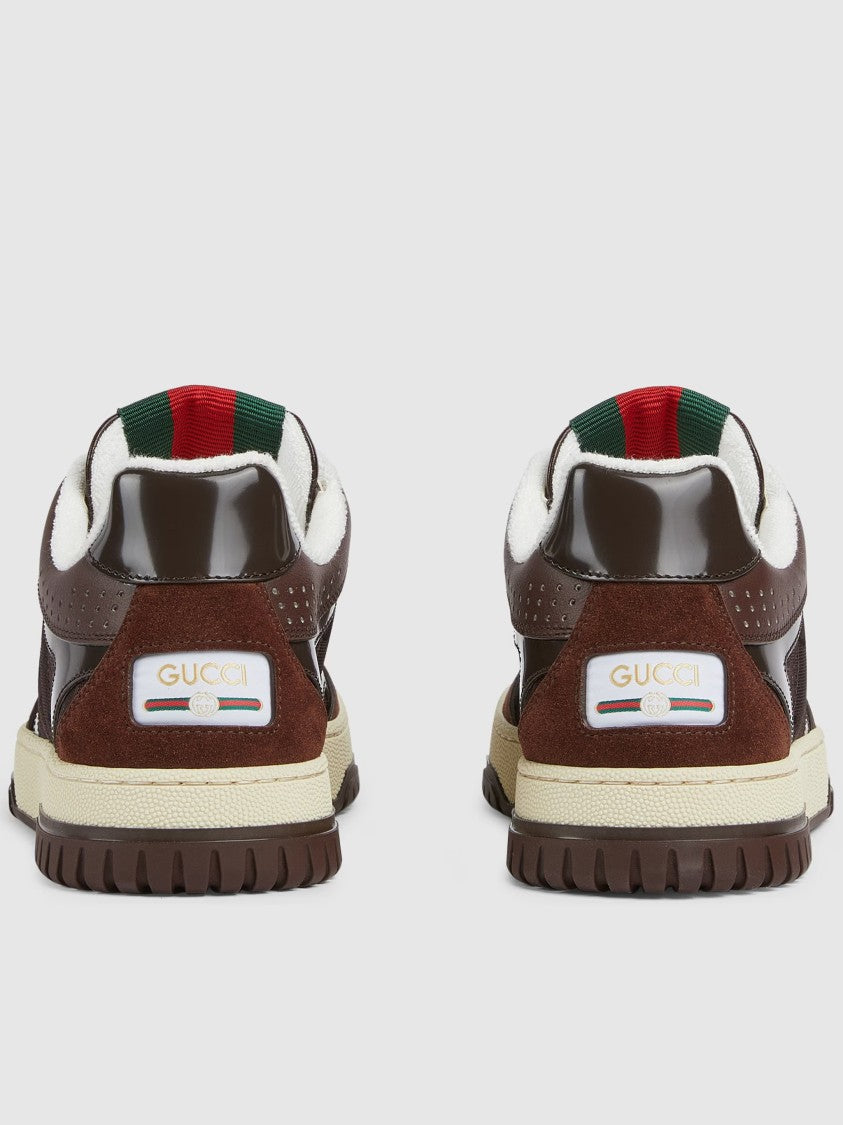 Gucci Brown Remotion Suede Glossy Leather Sneakers