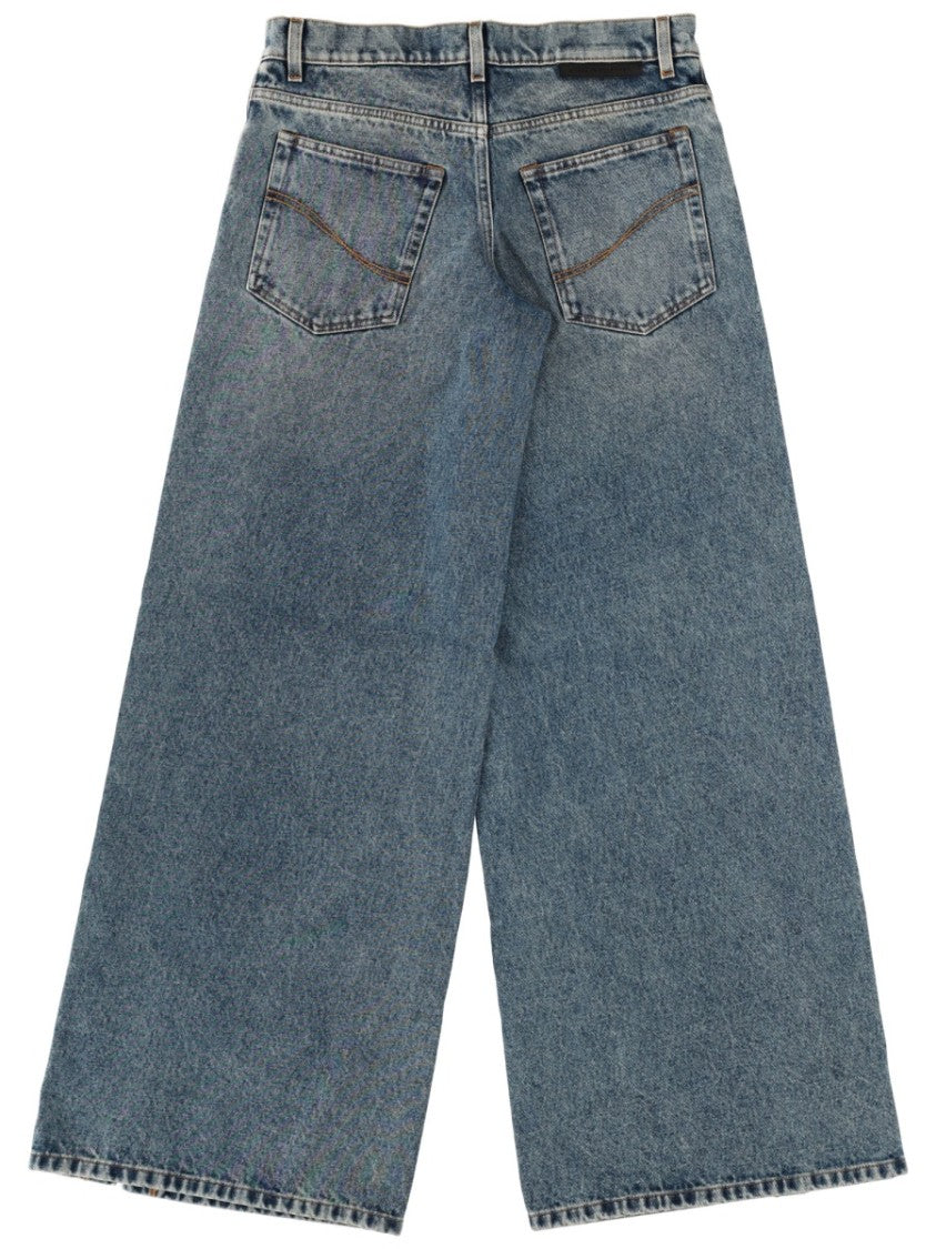 Stella Mccartney Lace-Up Cotton Medium Wash Jeans