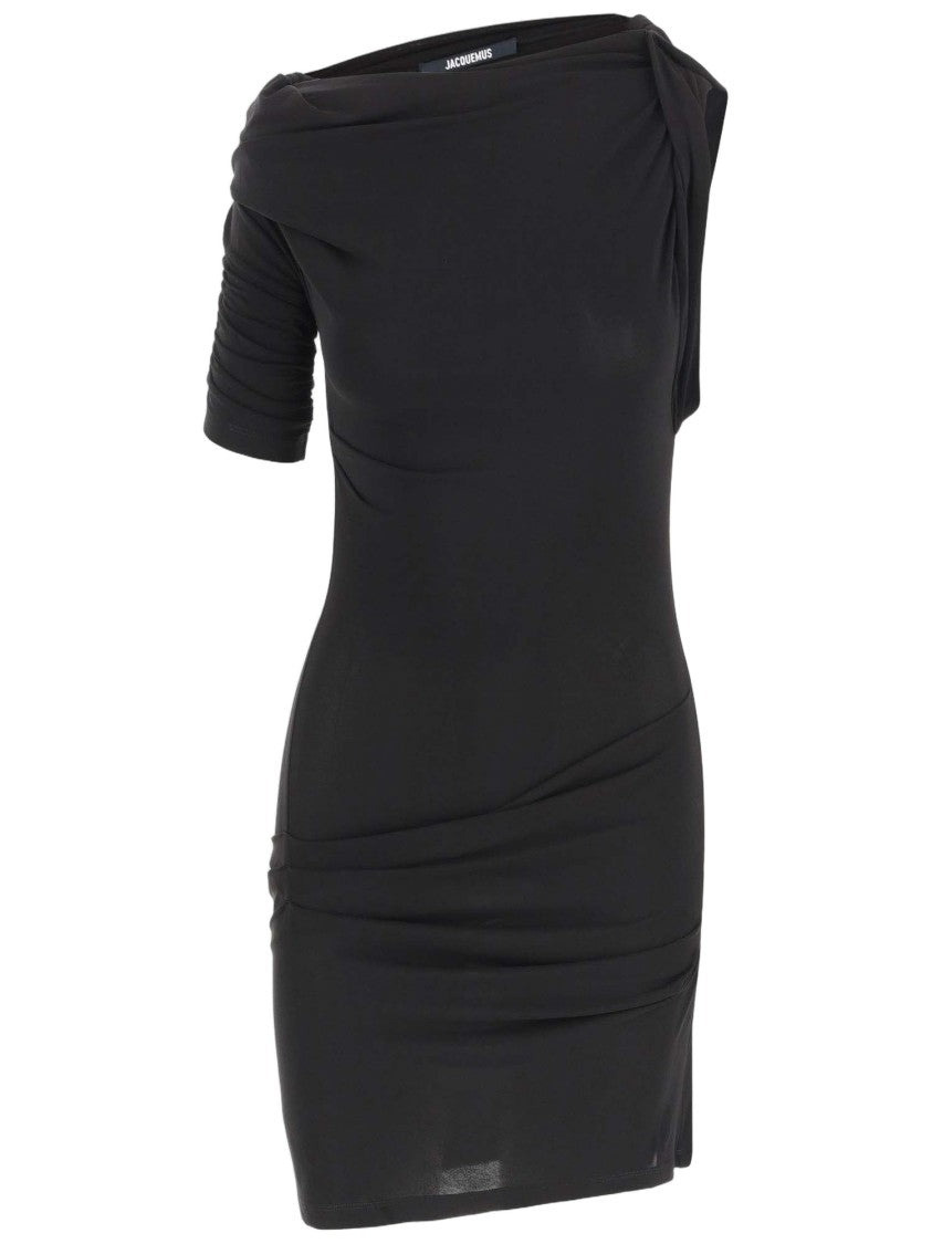 Jacquemus Draped Mini Dress With Three-Quarter Sleeves