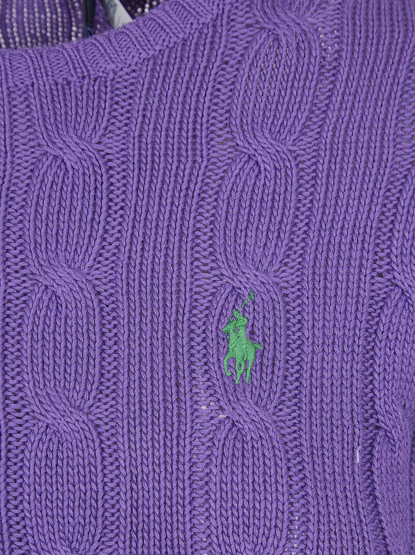 Polo Ralph Lauren Textured Cable Knit Long Sleeve Sweater With Embroidered Pony