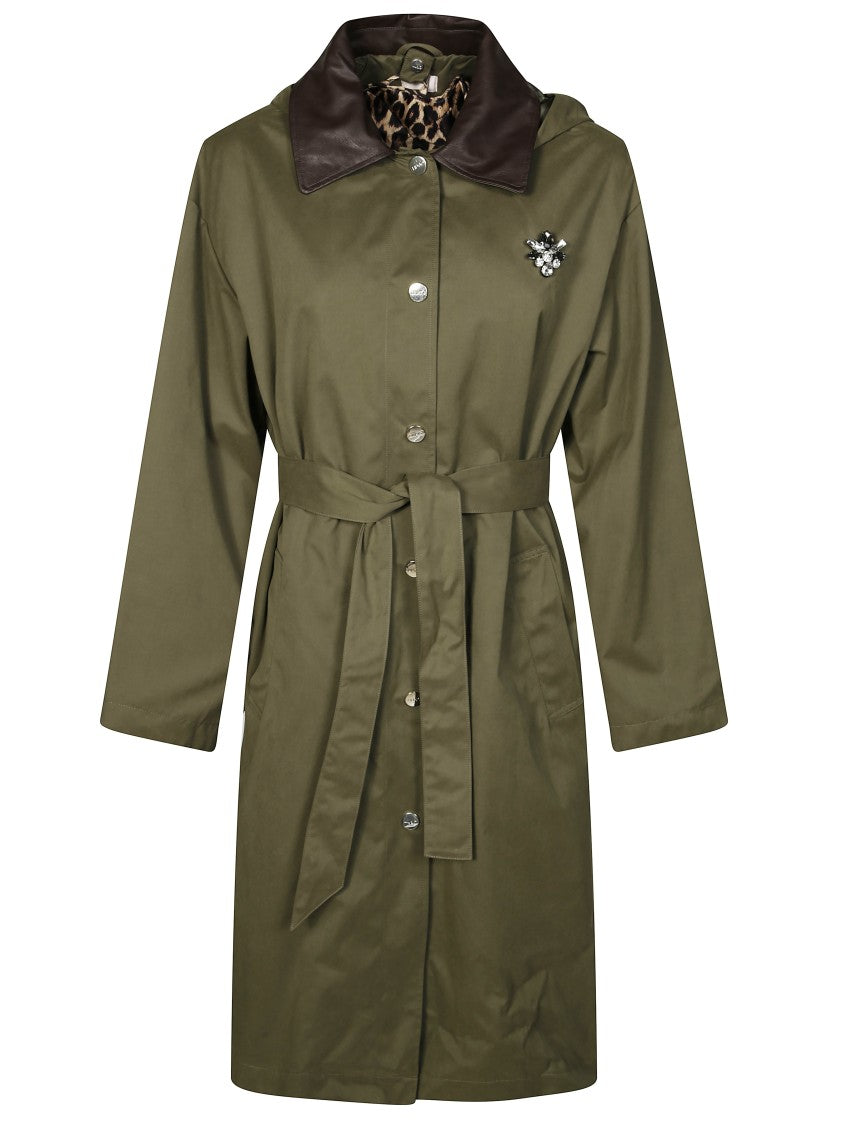 Liu Jo Trench Coat With Detachable Animal Print Lining