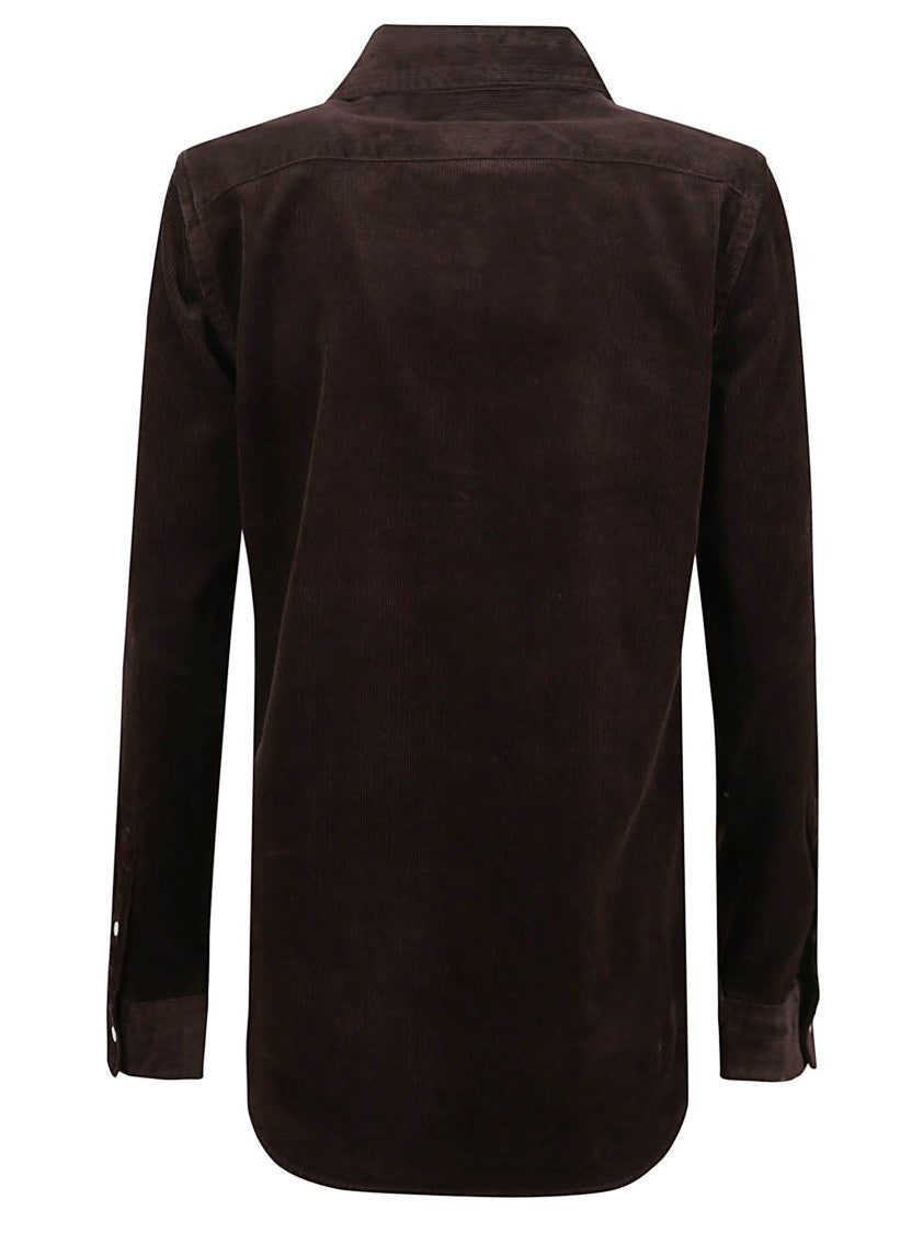 Polo Ralph Lauren Brown Stretch Corduroy Shirt With Iconic Logo Embroidery