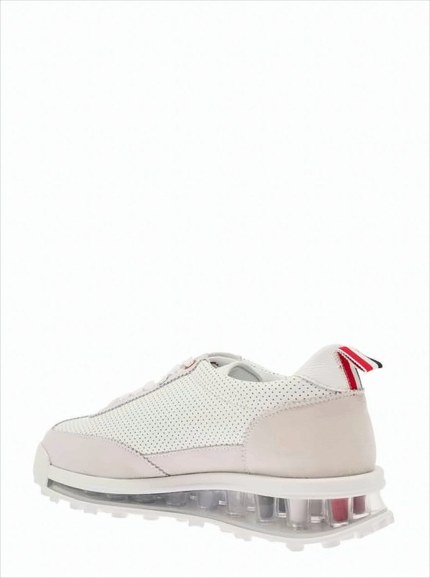 Thom Browne Perforated Calfskin Sneakers With Transparent Sole