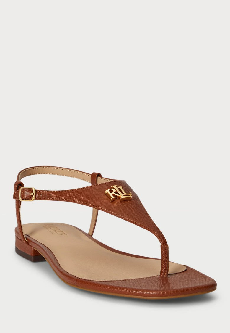 Lauren Ralph Lauren Brown Flat Leather Sandals