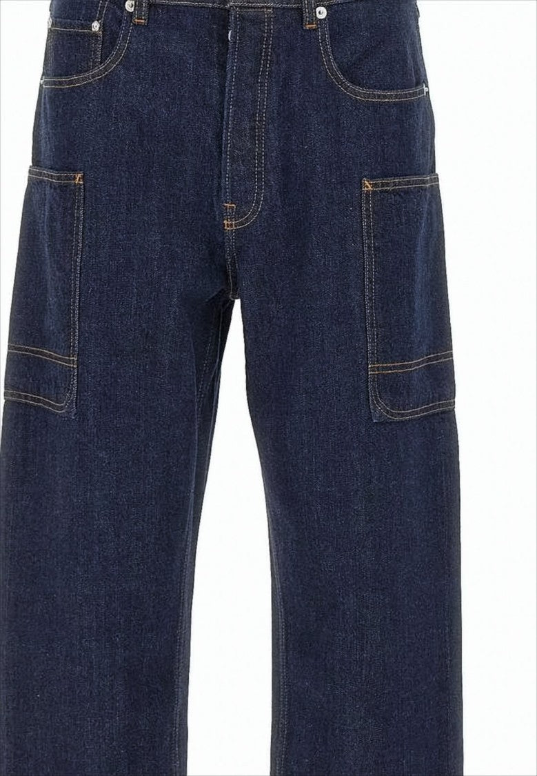 Kenzo Wide-Leg Cotton Denim Pants With Utility Pockets
