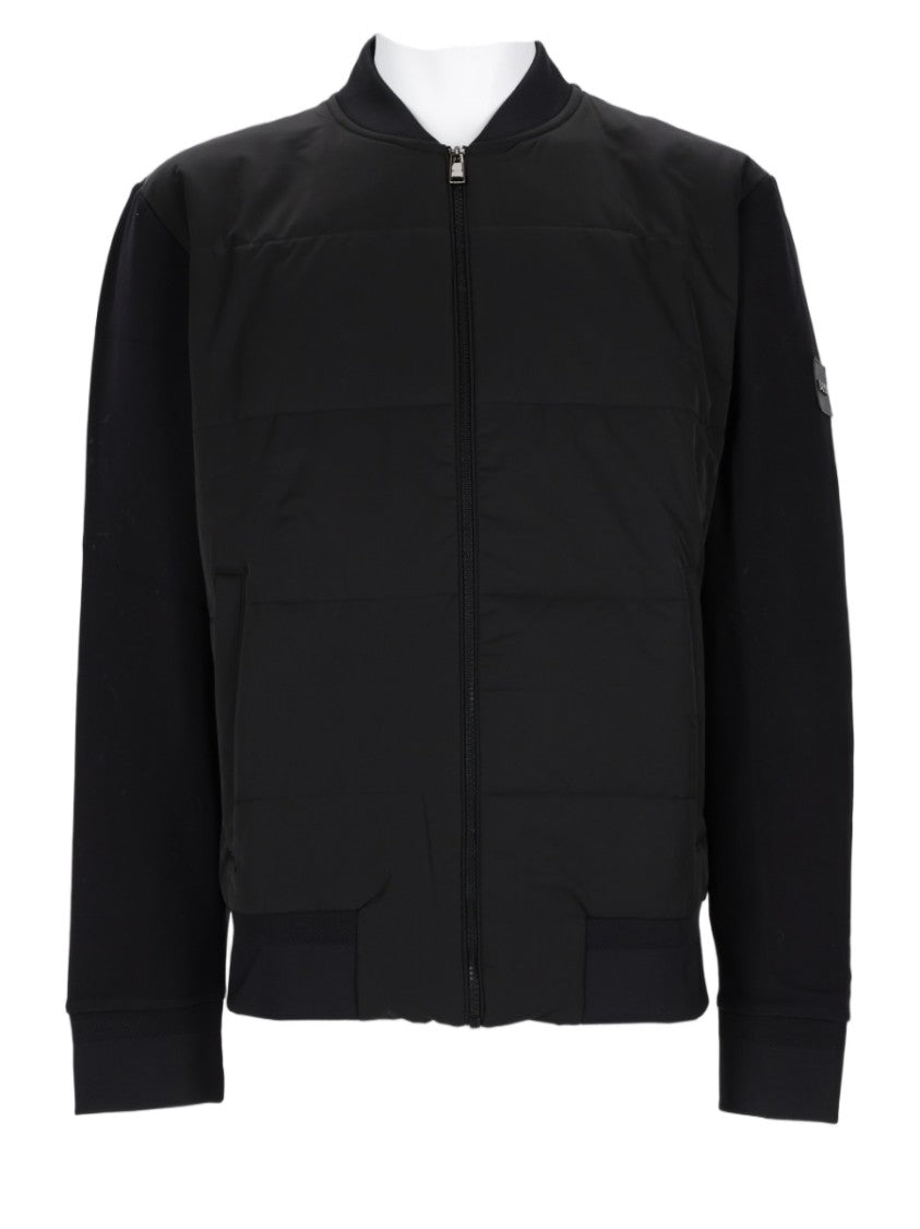 Boss Modern Fitted Black Sweater With Quilted Panel Design