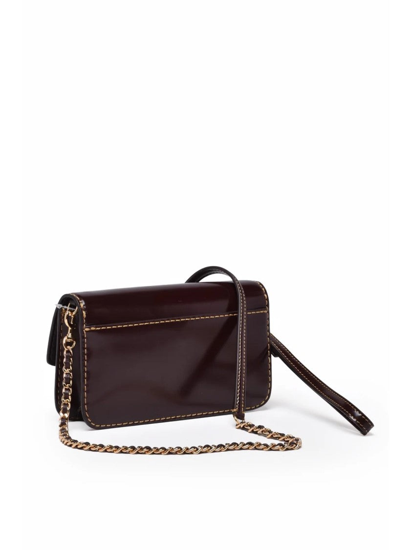 Tory Burch Brown Calfskin Logo Shoulder Bag