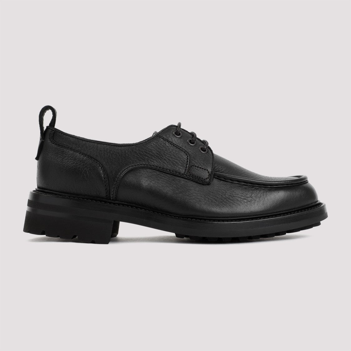 Brioni Black Grained Leather Derbies