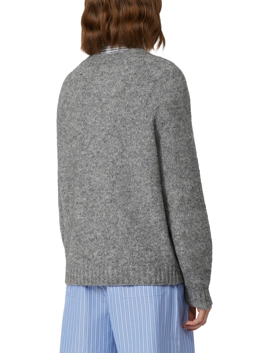 Max Mara Relaxed Fit Grey Sweater With Ribbed Details