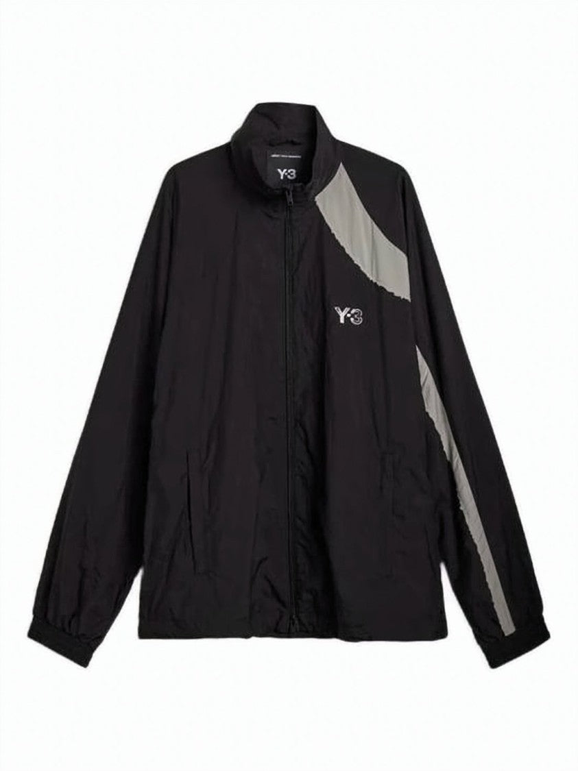 Y-3 Lightweight Black Polyamide Jacket With Diagonal Stripes