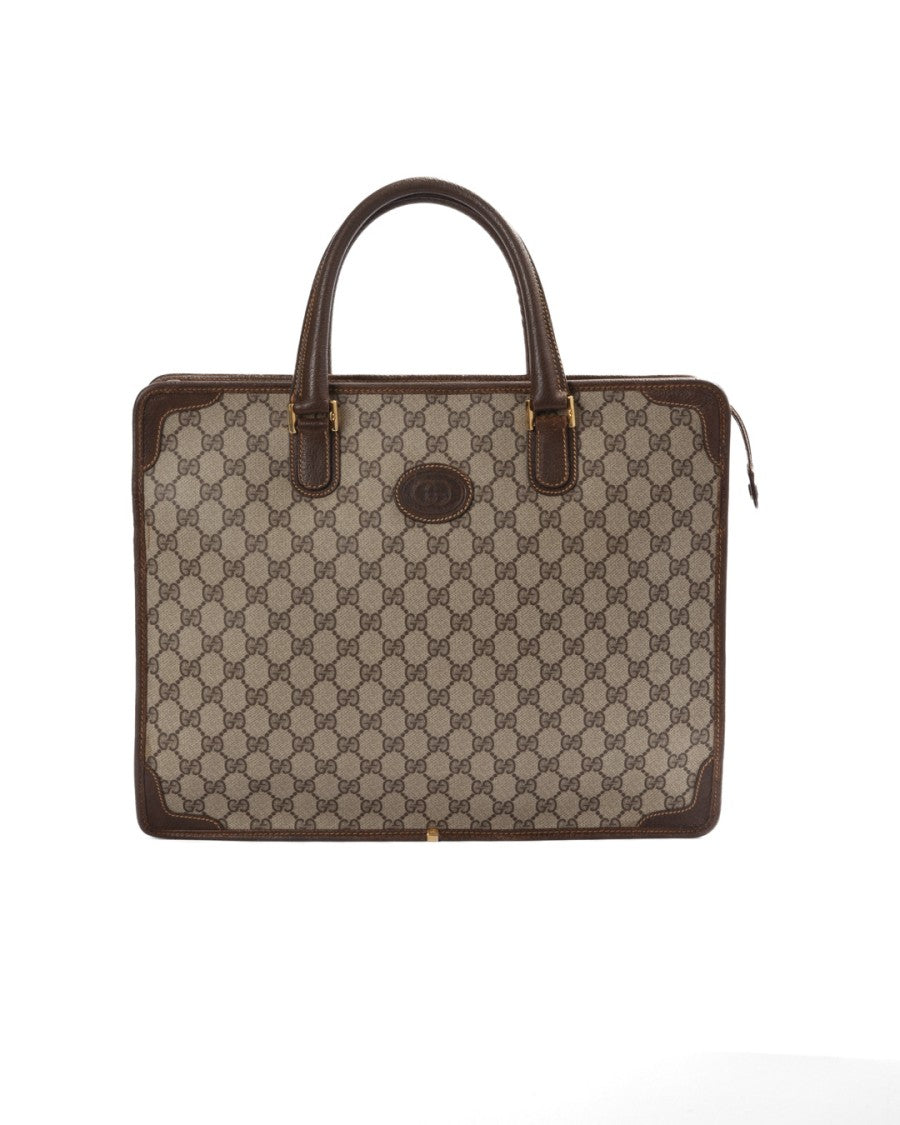 Gucci Gg Supreme Medium Vintage Square Tote In Brown