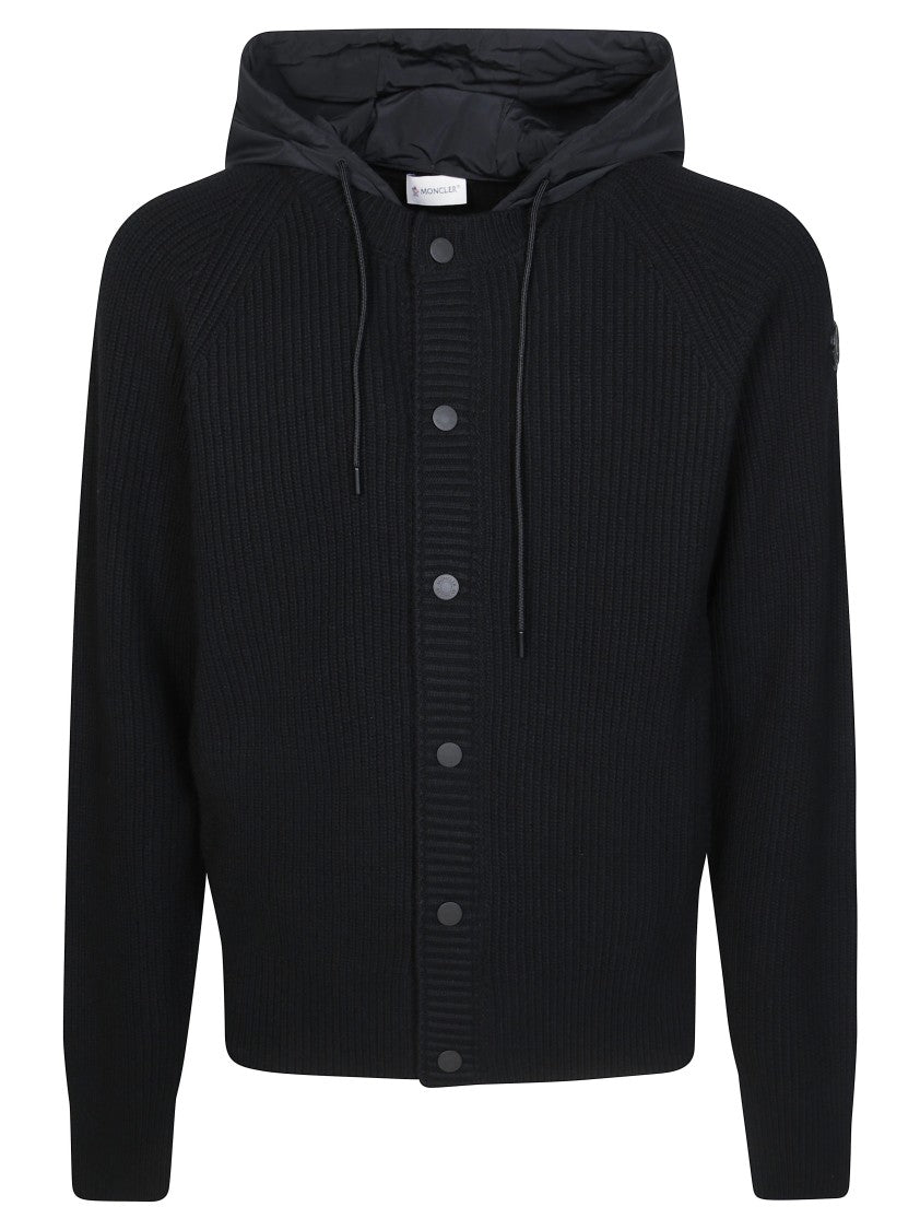 Moncler Ribbed Knit Hooded Cardigan