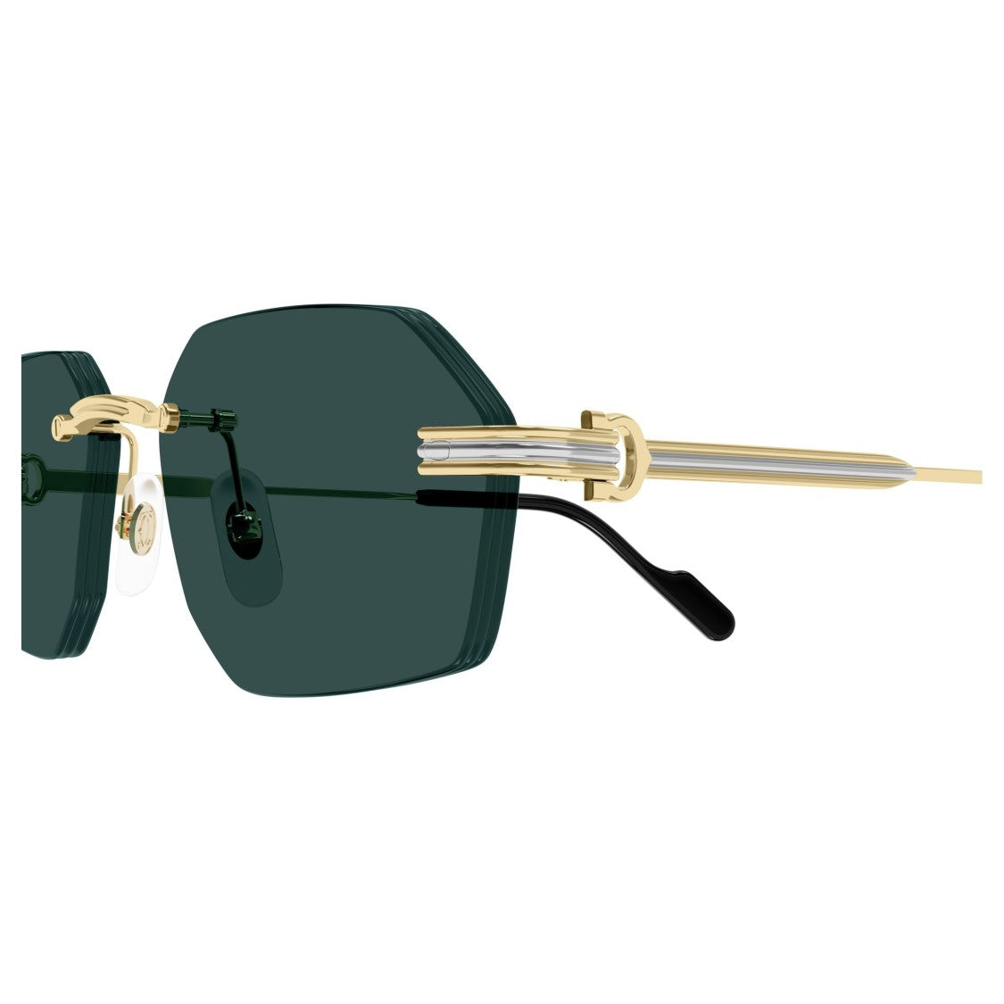 Cartier Geometric Rimless Sunglasses With Gold-Finish Temples
