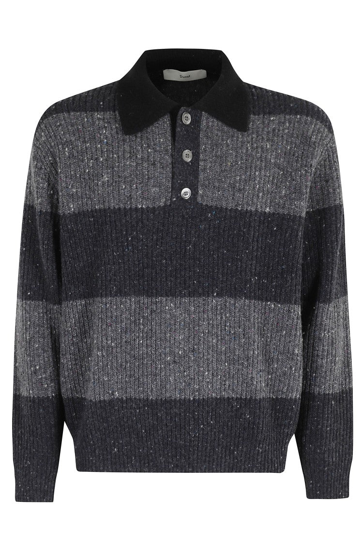Dunst Charcoal Grey Knit Rugby Sweater