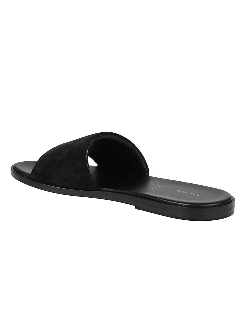 Tom Ford Kai Minimalist Black Calf Leather Slides