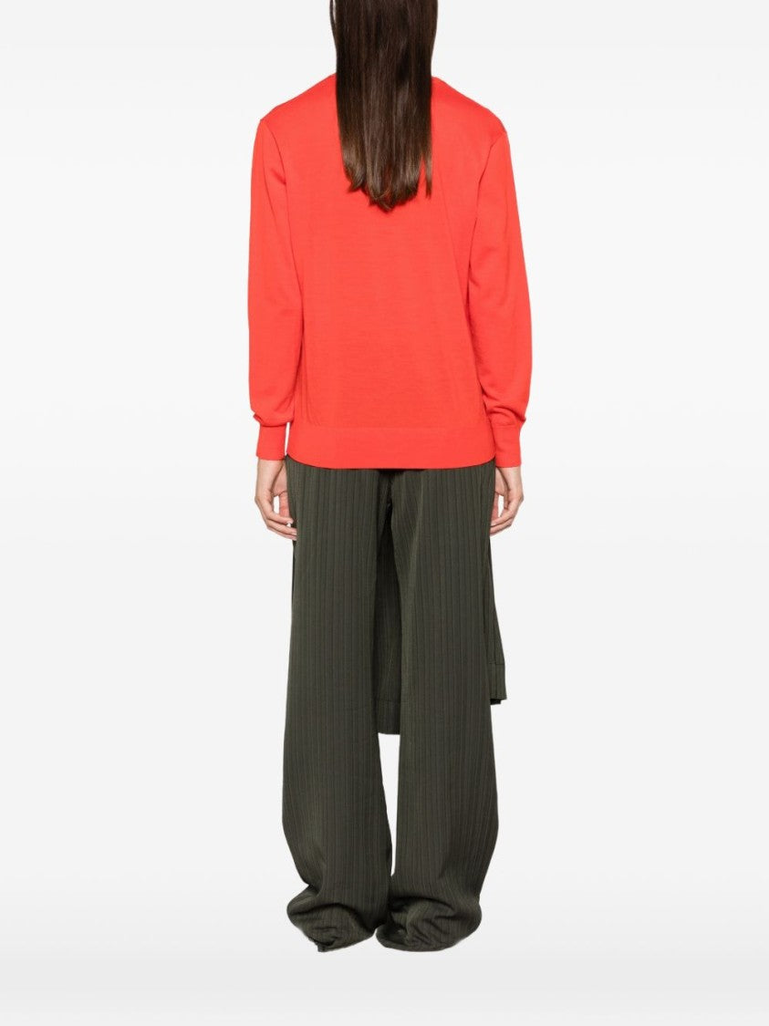 Dries Van Noten Loose Fit Deep V-Neck Knit Sweater