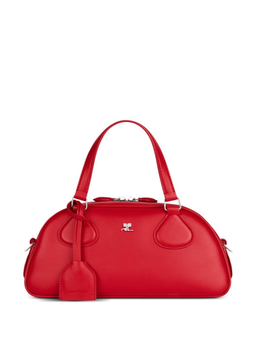 Courrèges Red Elongated Silver Hardware Leather Bag