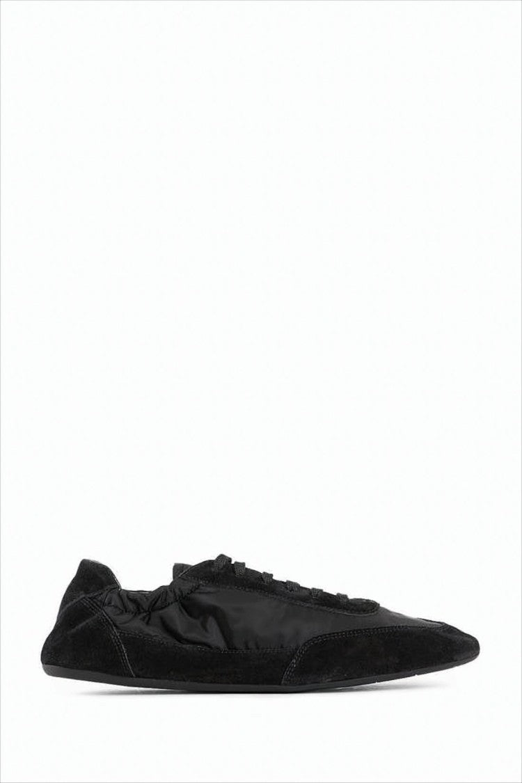 Prada Low-Profile Black Sneakers With Suede Panels