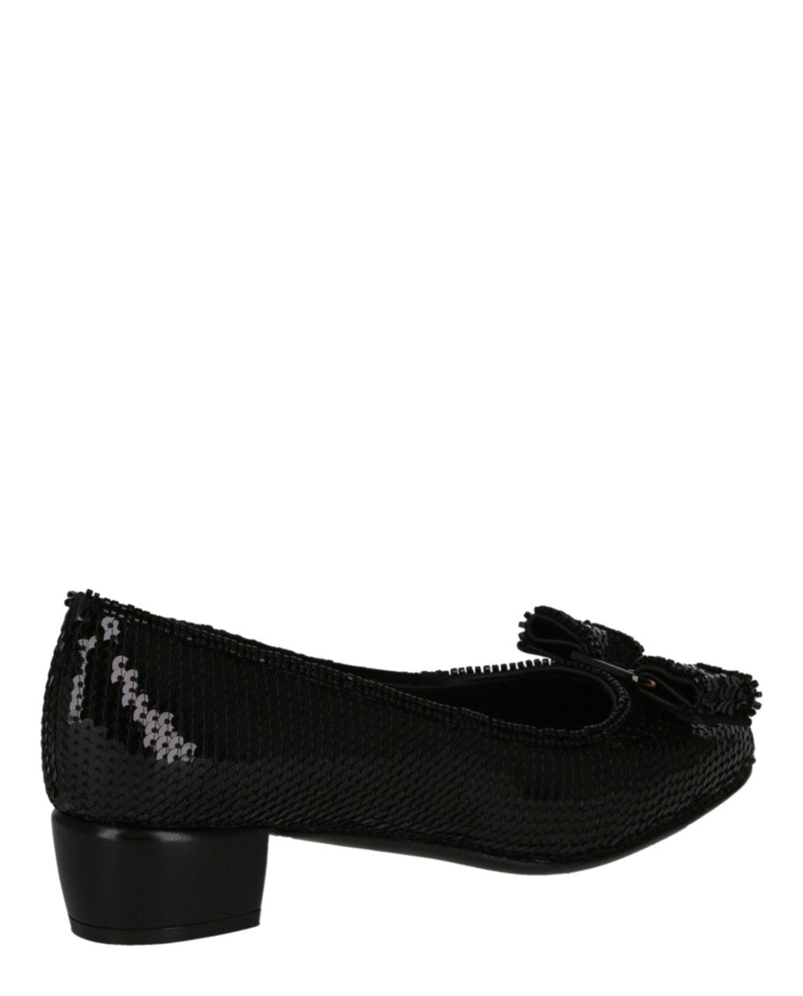 Ferragamo Almond Toe Sequin Vara Bow Pumps