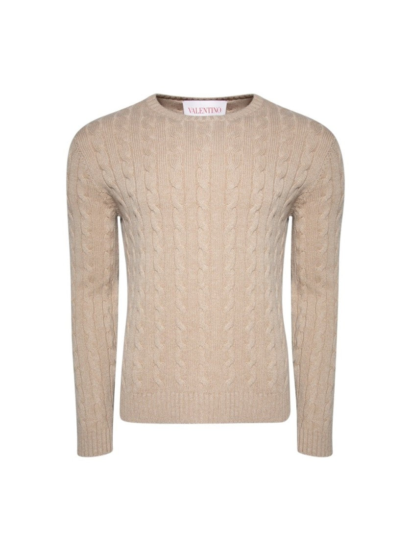 Valentino Classic Cable Knit Sweater With Round Neckline
