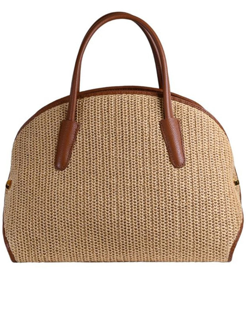 Coccinelle Tylde Straw Woven Straw Leather Handbag