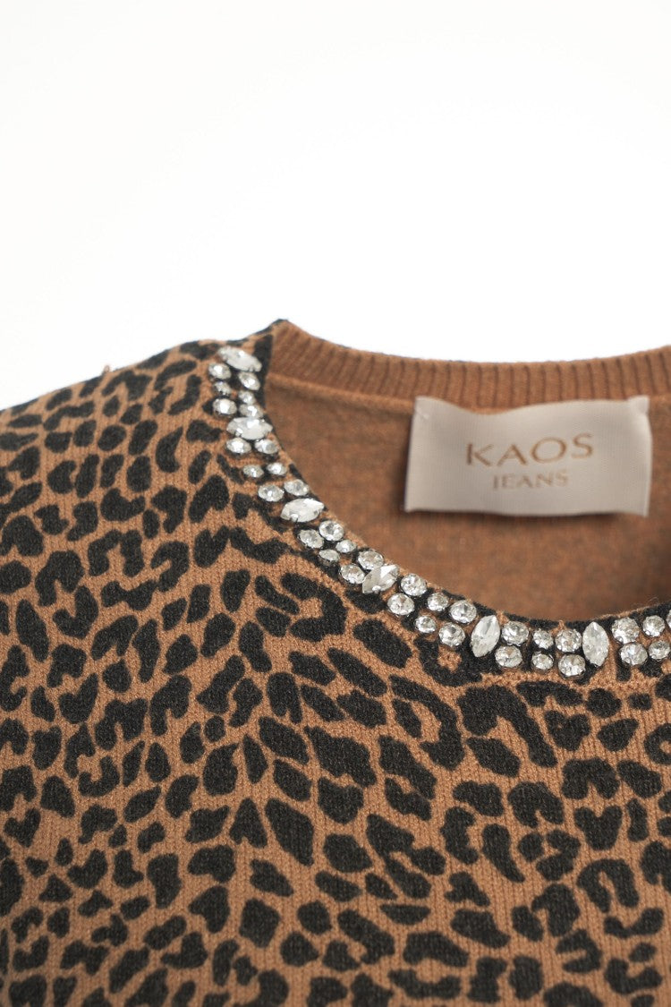 Kaos Animal Print Knit Top