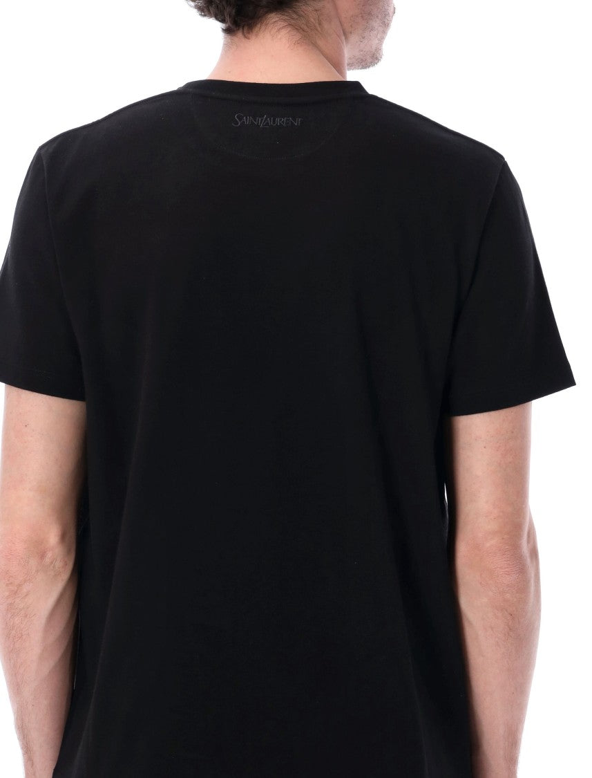 Saint Laurent Cotton Crewneck T-Shirt With Back Logo