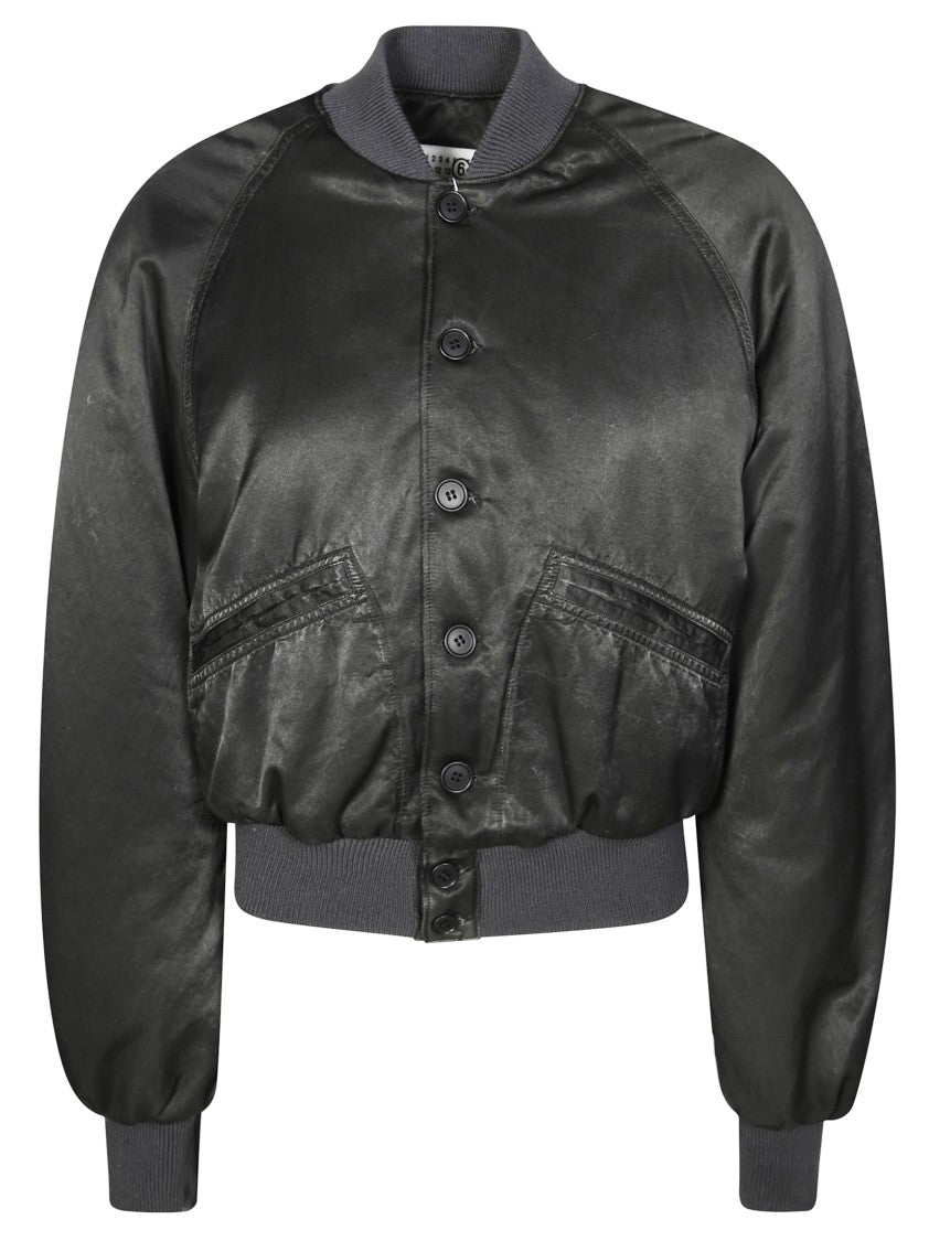 Mm6 By Maison Margiela Structured Black Jacket With Classic Collar