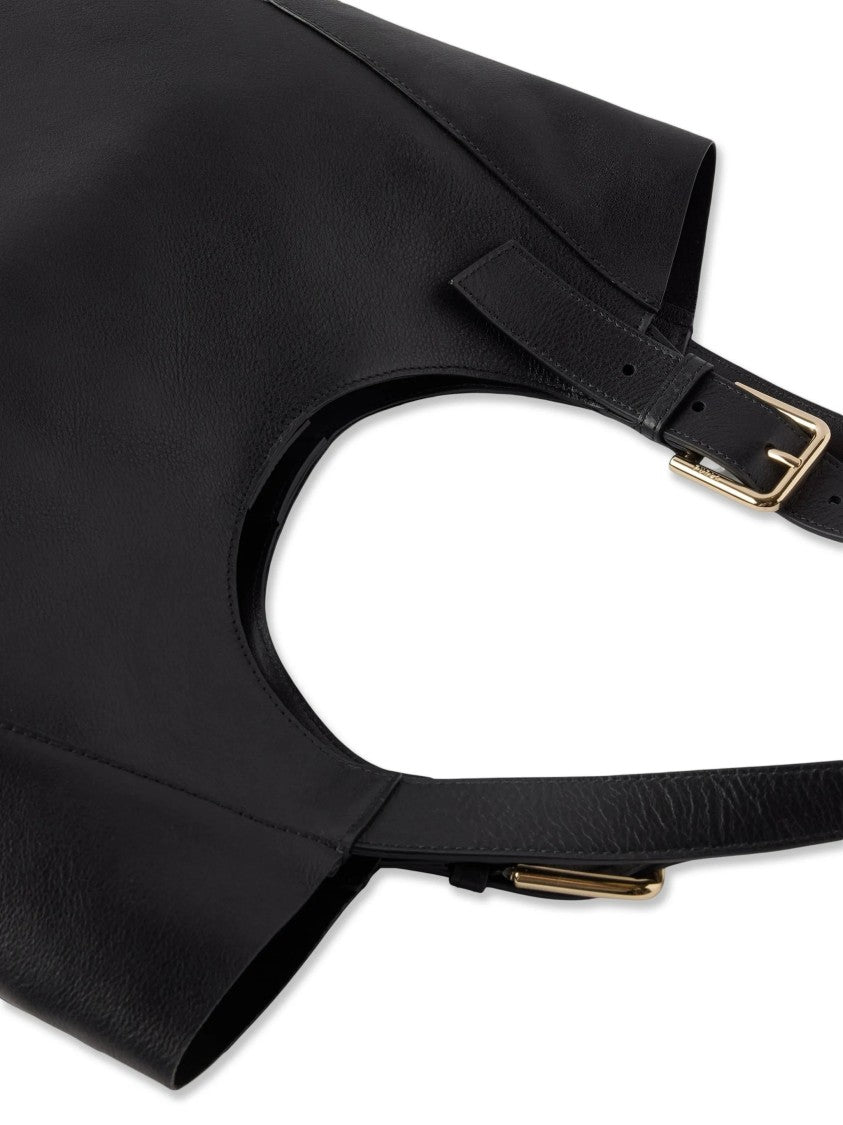 Furla Structured Black Tote Bag With Adjustable Strap