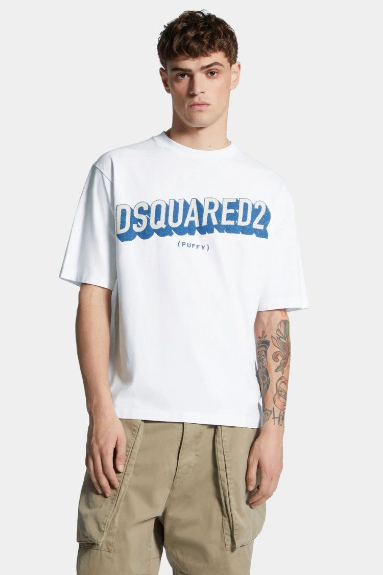 Dsquared2 White 3D-Effect Puffy Logo Printed Cotton T-Shirt