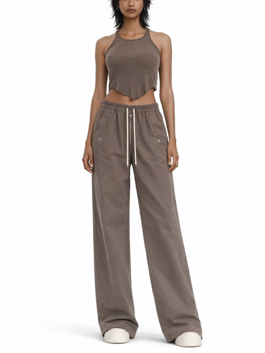 Drkshdw By Rick Owens Neutrals Fitted Cropped Cotton Tank Top