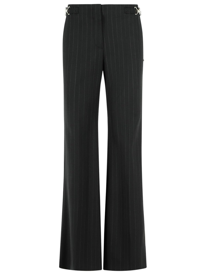 Sportmax 'Alcamo' Black Chevron Wool Flared Pants