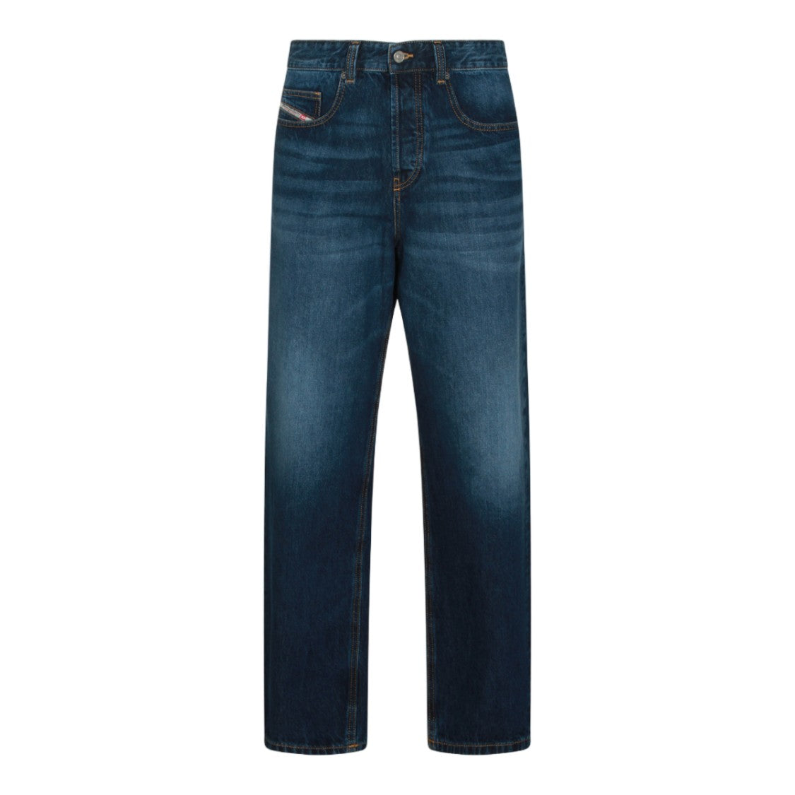 Diesel Indigo Whiskered Straight-Leg Jeans