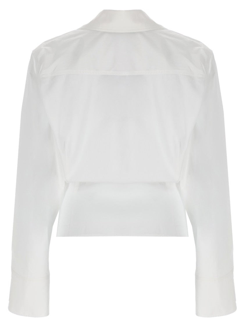 The Attico Uneven Hemline Off-Center Button Shirt