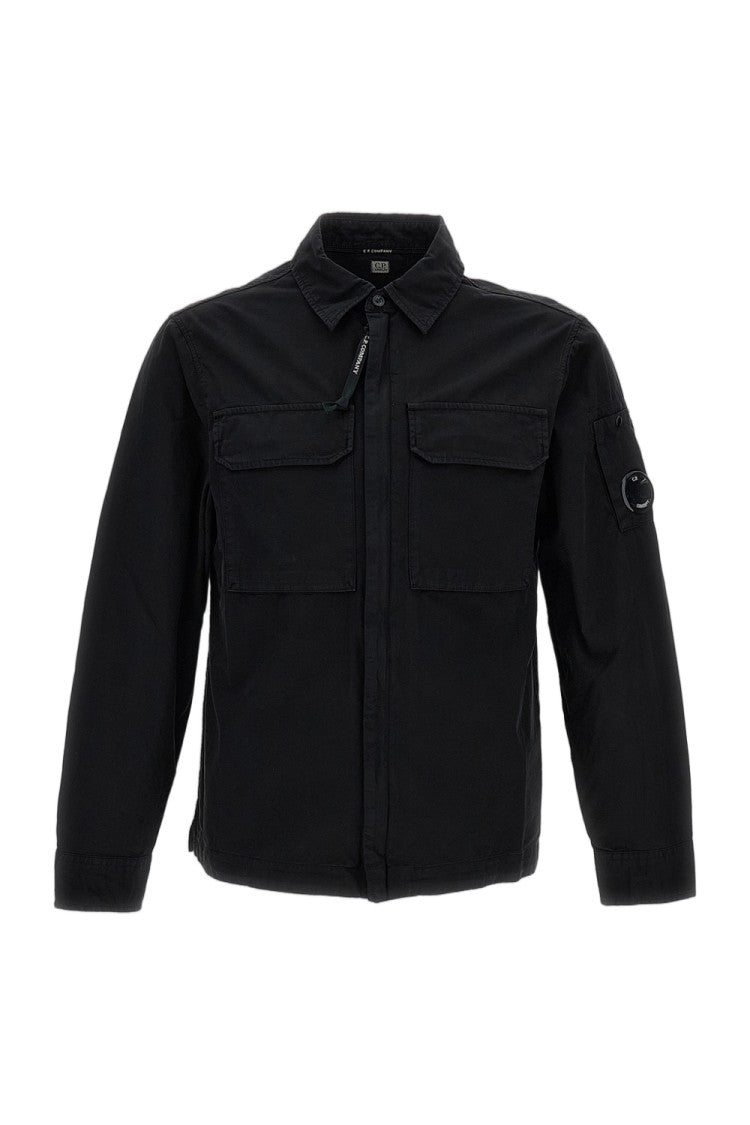 C.P. Company Oversized Organic Gabardine Zip-Up Shirt With Iconic Features