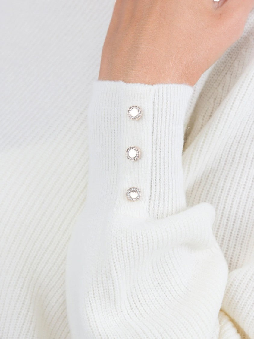 Kocca Bishop Sleeve Pullover With Button-Decorated Cuffs