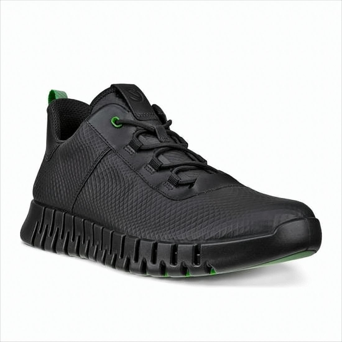 Ecco Textured Leather Sneakers With Segmented Sole Design