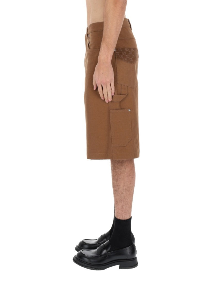 Gucci Gg Monogram Mid-Length Cotton Cargo Shorts